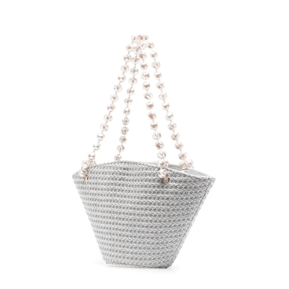 Vanina basket-weave pearl-strap tote bag NWT - Picture 2 of 8
